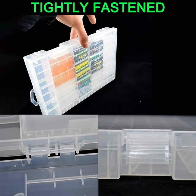 Fielect 100 x AA Battery Storage Case Holder Organizer Box Transparent - Image 5