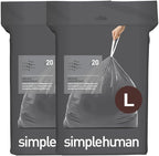 simplehuman Code L 40 Count, Genuine Custom Fit Liners, Drawstring Trash Bags by Simplehuman