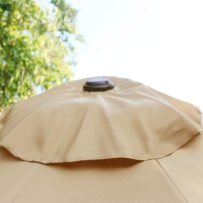 Sunnyglade 9' Patio Umbrella Outdoor Table Umbrella with 8 Sturdy Ribs (Tan) - Image 3