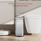 Small Bathroom Trash Can with Lid Soft Close, 6L / 1.6 Gallon Stainless Steel - Image 2