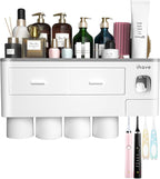 iHave Toothbrush Holders for Bathrooms, 4 Cups Toothbrush Holder Wall Mounted - Image 9