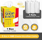 Shop Rags, 100 Sheets Microfiber Cleaning Cloth Commercial Grade Washcloths - Image 2
