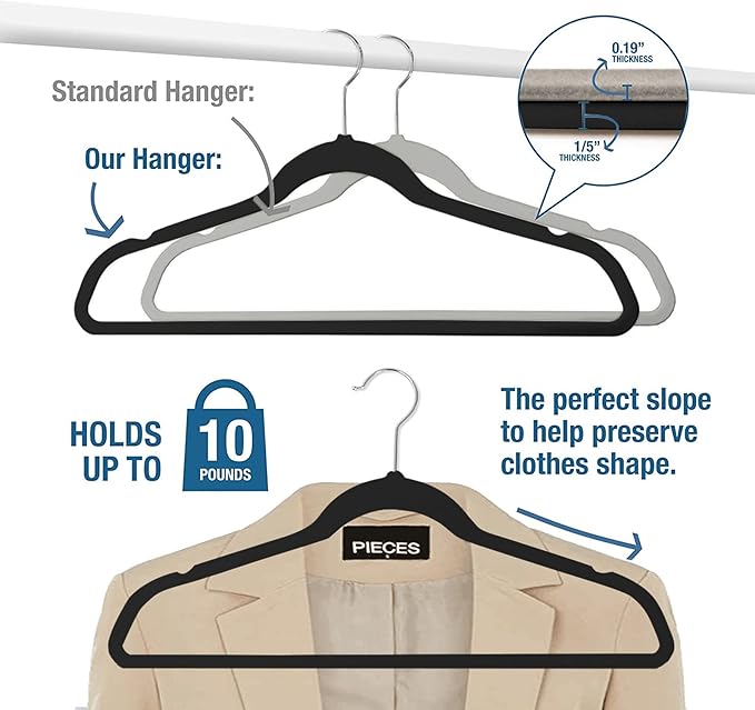 Hangers 50 Pack, Ultra-Thin Plastic Clothes Hangers - Image 4