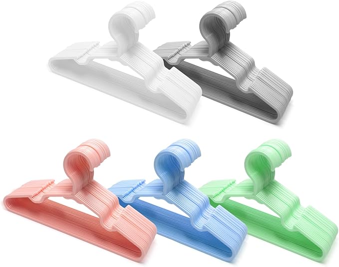 100 Pack Mix Color Kids Hangers 11.6 Inch by Mosearon