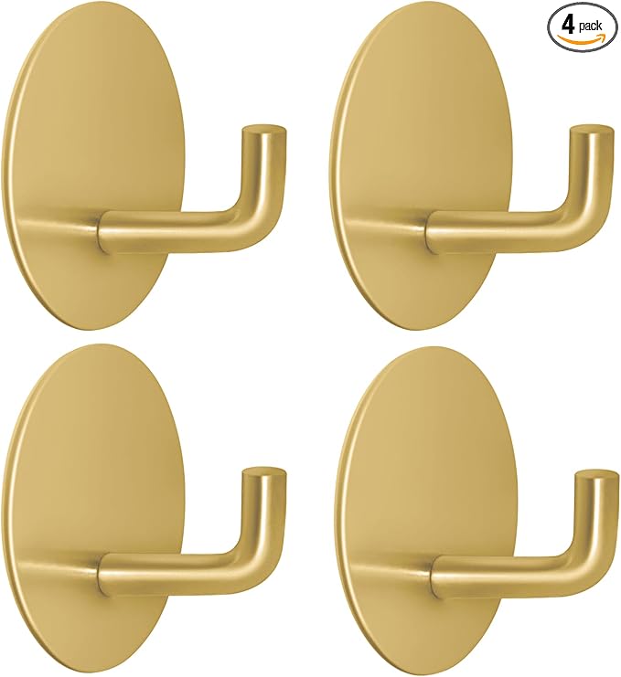 Adhesive Hooks for Bathrooms, 4 Piece Towel Hooks for Hanging Hat Robe Coat by LACHILL