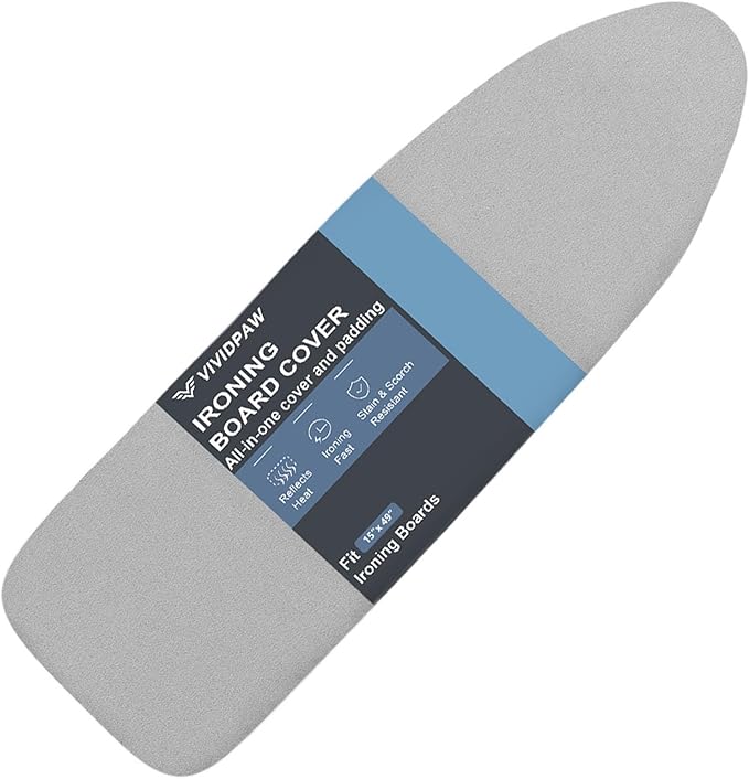Ironing Board Cover and Pad, Thick Padding, Elastic Edge, Silicone Coated by VividPaw