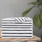 2 Piece Black White Cabana Stripe Hand Towels by Oliven