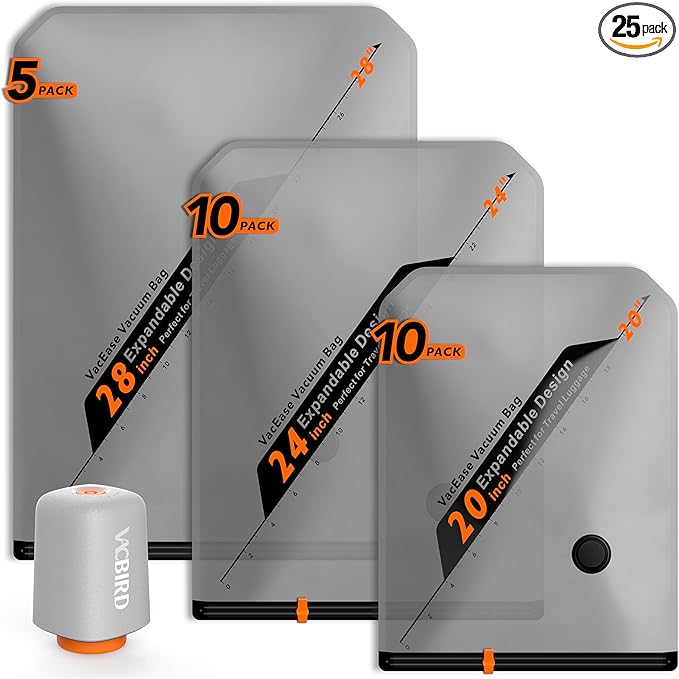 Rechargeable Wireless Pump Travel Storage Bags Set by Vacbird