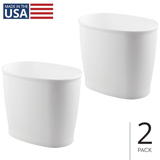 iDesign Slim Plastic Bathroom Trash Can, Small Garbage Bin - Image 2