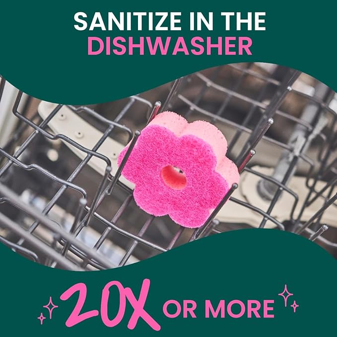 Scotch-Brite Brite Blooms Extra Gentle Scrub Sponge, Dishwasher-Safe Kitchen - Image 6