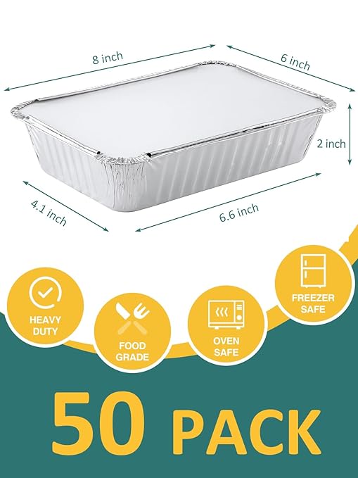 50 Pack 8x6 Disposable Aluminum Pans - Image 2
