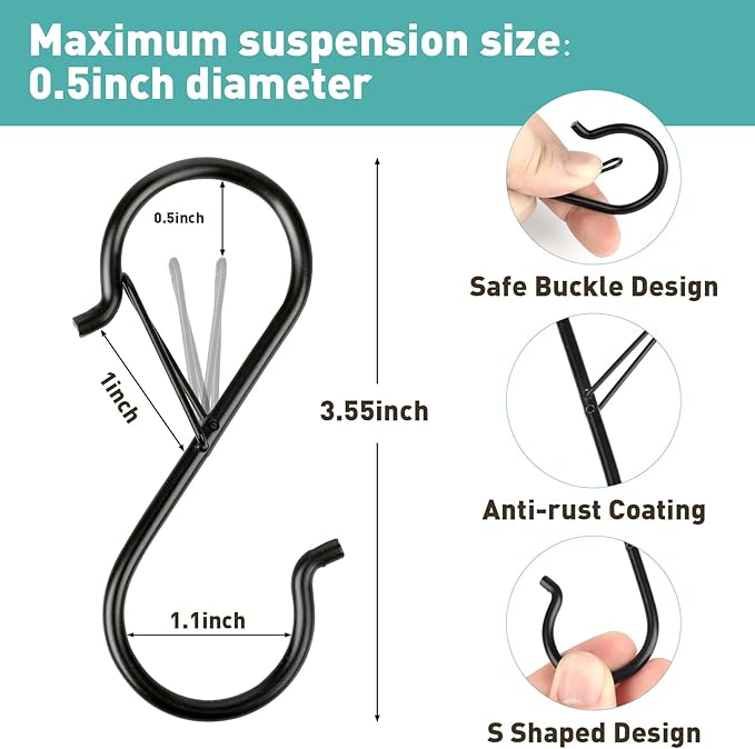 Navona 20 Pcs S Hooks for Hanging Heavy Duty, 3.5-inch Heavy Duty Metal S Hook - Image 2