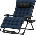 UDPATIO Oversized Zero Gravity Chair, 33In XXL Patio Reclining Chair with Cushion, Outdoor Folding Recliner with Pillows|Cup Holder|Foot Rest|Padded Headrest, Navy Blue, Support 500LB by UDPATIO