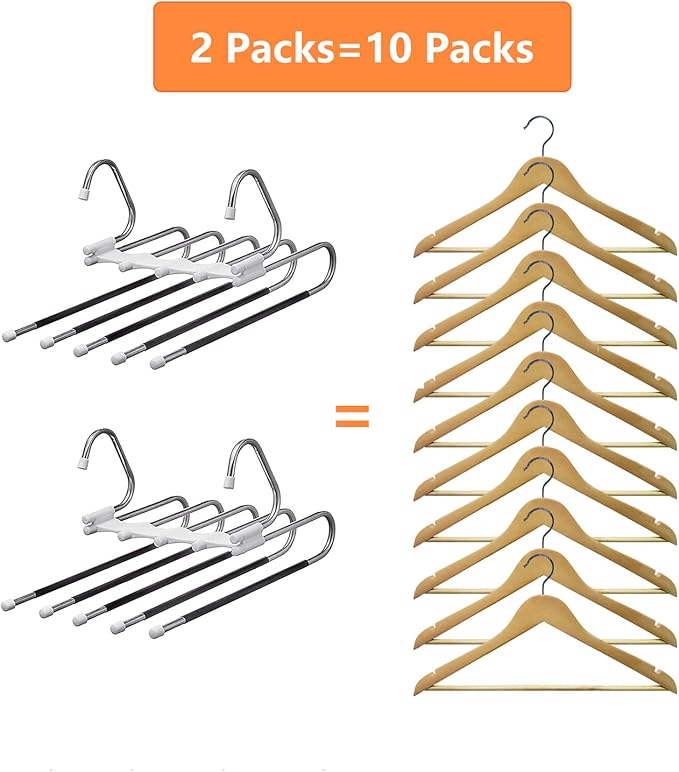 Upgrade Azeroth Pants Hangers 4 Pack Space Saving S-Type Stainless Steel - Image 7