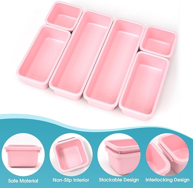 6 PCS Drawer Organizer Set, 3 Size Makeup Drawer Divider Organizer - Image 3