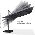 PURPLE LEAF 10'×13' Patio Umbrella with Base Included and Cover Outdoor Umbrella with Cover Extra Large Heavy Duty Cantilever Umbrella Grey - Image 4