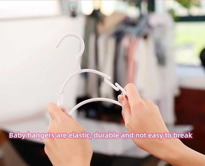 100 Pack Pink Baby Nursery Closet Hangers, Non-Slip Laundry Infant Pant Hanger - Image 3