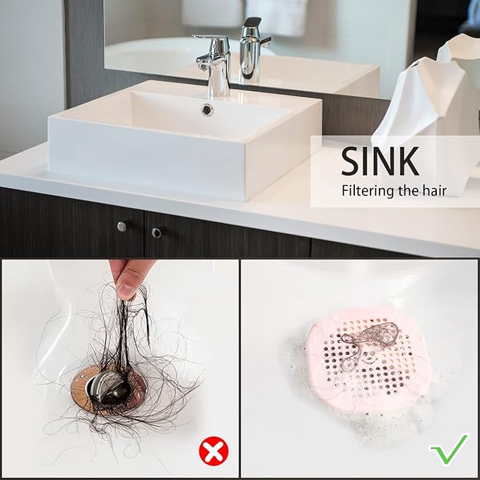 2 Pack Drain Hair Catcher Sturdy Silicone Shower Drain Protector Sink Drain - Image 4