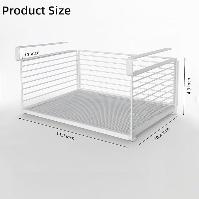 Under Shelf Storage Basket, Metal Wire Slide -in Under Cabinet Organizer - Image 3