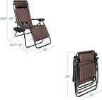 Best Choice Products Set of 2 Adjustable Steel Mesh Zero Gravity Lounge Chair Recliners w/Pillows and Cup Holder Trays - Brown - Image 3
