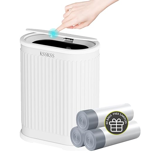 1.8 Gallons Small White Bathroom Trash Can by ksskss