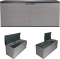 Suncast 120 Gallon Deck Box - Resin Outdoor Storage Box for Patio Cushions, Pool Accessories, & Garden Tools, Lockable Outdoor Storage Bin with Split Lid, Extra Large Dove Gray Outside Container by Suncast