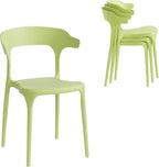 Modern Stackable Dining Chair Set, No Assembly, Plastic Chair, Patio Chair, Suitable for Indoor and Outdoor Cafes and Restaurants, Set of 4 (Pistachio Green) by XDECO