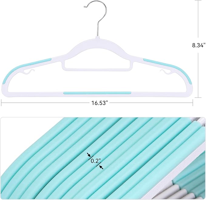 Pack of 30 Coat Hangers, Space-Saving Plastic Clothes Hangers, 0.2 Inches Slim - Image 2