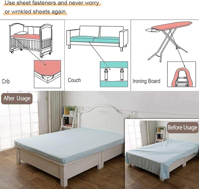 4Pcs Adjustable Bed Sheet Straps Clips, Elastic Mattress Sheet Fasteners Holder - Image 3