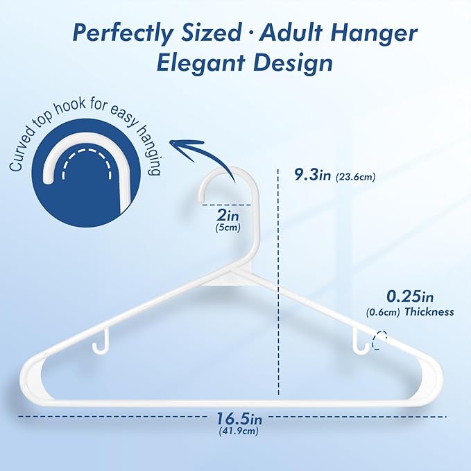 HOUSE DAY Plastic Hangers 20 Pack, Space Saving Clothes Hangers - Image 2