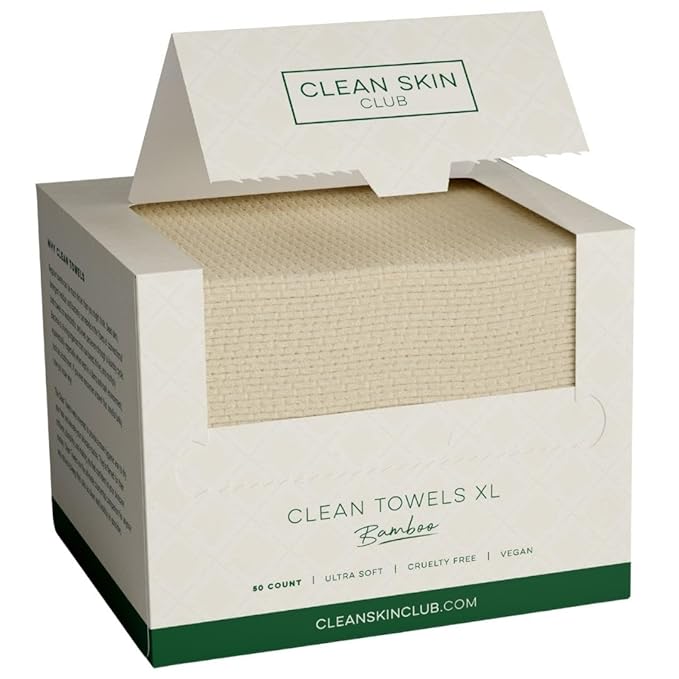 Clean Skin Club Bamboo Viscose Clean Towels® XL 100% USDA Biobased Face Towel by CLEANSKINCLUB