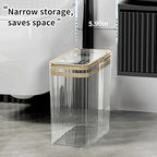 Bathroom Trash Can with Lid3.5 Gallon Garbage Can，for Bedroom, Plastic Slim - Image 3