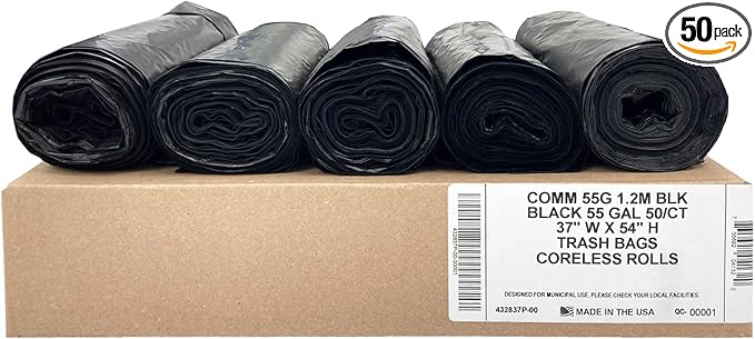 Ultrasac Heavy Duty 55 Gallon Black Trash Bags by Ultrasac