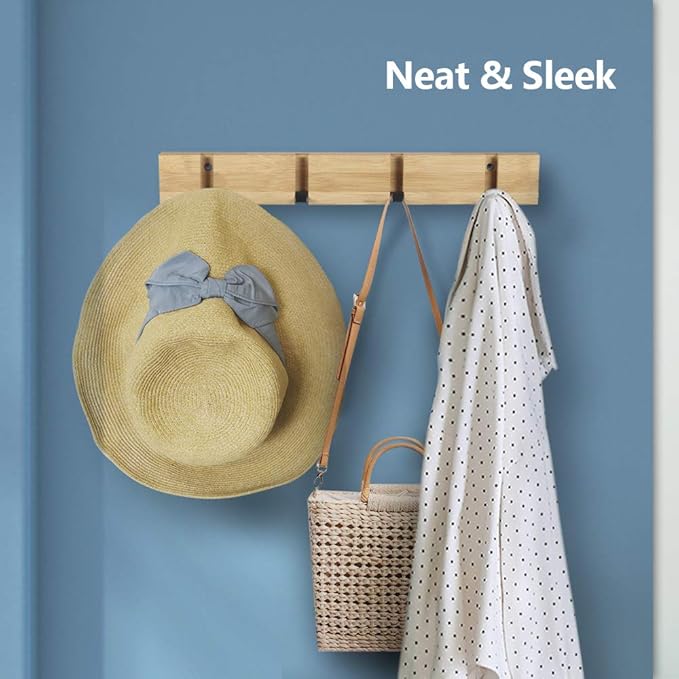 JSVER Wooden Coat Hooks Coat Rack Wall Mounted, Modern Coat Rack, Space-Saving - Image 6