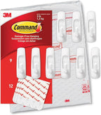 Command Medium Utility Hooks, 9 Wall Hook and 12 Strips, Damage-Free Hanging by Command