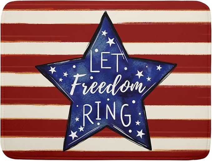 Patriotic Watercolor Stars Stripes Dish Drying Pad 18 x 24 Inch by APORTT