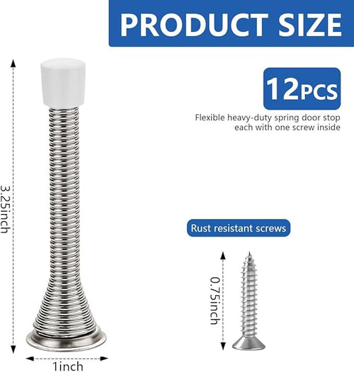12 Pack Spring Door Stops 3 1/4 Inch Flexible Heavy Duty Spring Door Stopper - Image 2