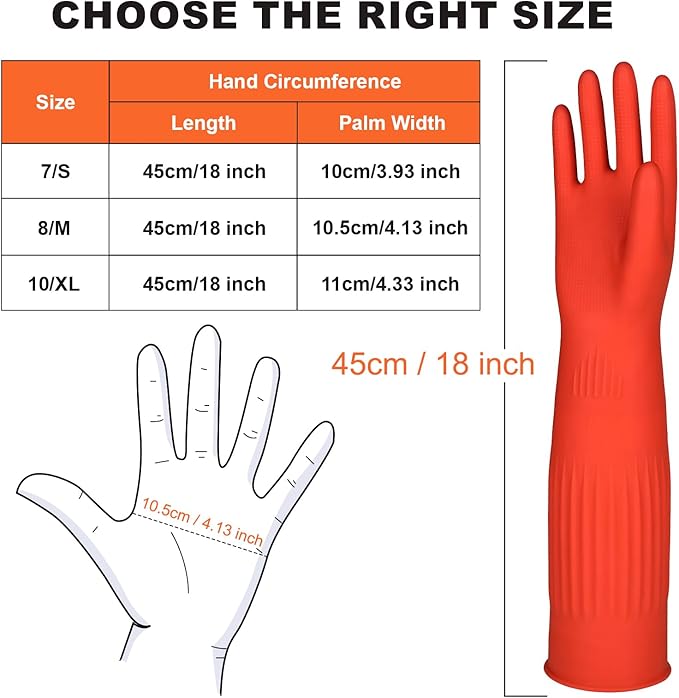 North Tower Long Dishwashing Gloves Length Rubber Reusable Resistant Platos - Image 2