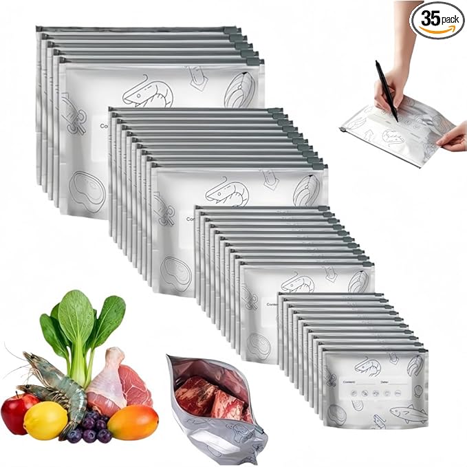 35PCS Thick Reusable Aluminum Foil Sealable Storage Bags, Stand Up Foil by Unknown