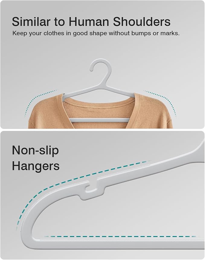30 Pack Clothes Hangers, Non Slip Plastic Coat Hangers, Space Saving, Heavy Duty - Image 4