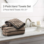 Oliven 2 Piece Brown Cabana Stripe Hand Towels - Image 3