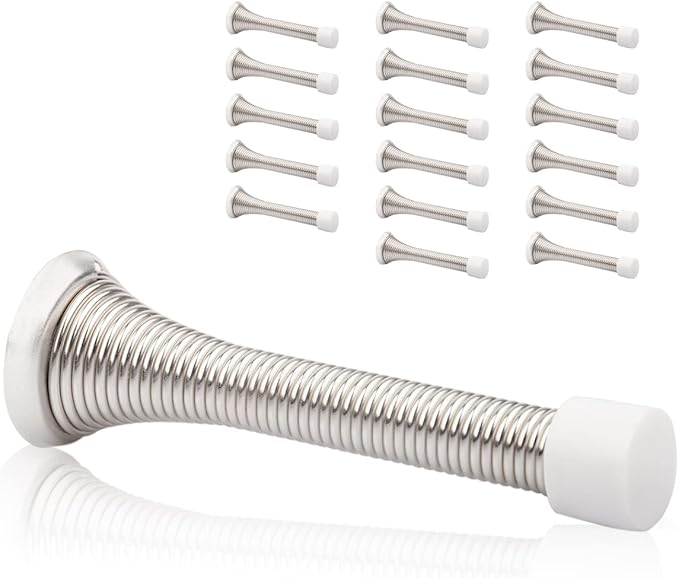 18 Pack Spring Door Stopper Brushed Satin Nickel- 3-1/4" Flexible Spring Door by KOVOSCH