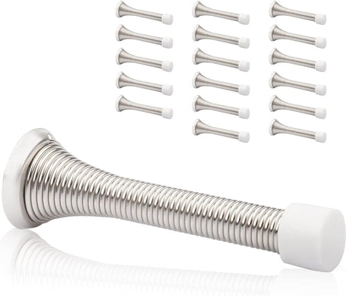 18 Pack Spring Door Stopper Brushed Satin Nickel- 3-1/4" Flexible Spring Door by KOVOSCH