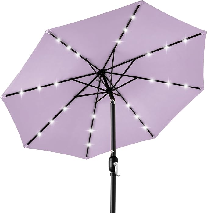 Best Choice Products 10ft Solar Polyester LED Lighted Patio Umbrella w/Tilt Adjustment and UV-Resistant Fabric by BestChoiceProducts