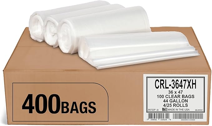 Aluf Plastics 45 Gallon 0.9 MIL Clear Garbage Bags by AlufPlastics