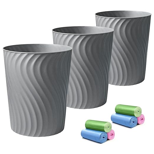 YGJT Small Trash Can, 3 Pack 1.8 Gallons Bathroom Trash Can Waste Basket by YGJT
