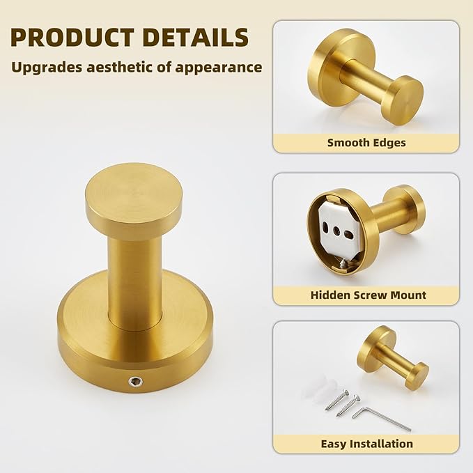 APLusee Brushed Dark Gold Towel Hook - Image 8