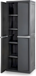 Sterilite 4 Shelf Cabinet, Lockable Utility Storage w/ Adjustable Shelves, Gray - Plastic Shelving Unit for Organizing Garage, Pantry, Basement, Laundry Room or Mudroom by Sterilite
