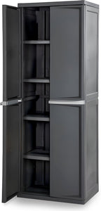 Sterilite 4 Shelf Cabinet, Lockable Utility Storage w/ Adjustable Shelves, Gray - Plastic Shelving Unit for Organizing Garage, Pantry, Basement, Laundry Room or Mudroom by Sterilite