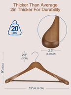 HOUSE DAY 19'' Extra Wide Shoulder Wooden Hangers 6 Pack, Premium Large Wood - Image 9